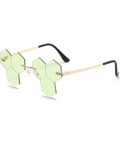 Polygon Irregular Sunglasses Women Retro Rimless Clear Ocean Lens Men Shades UV400 Blue Green Sun Glasses Gold&green $10.23 R...