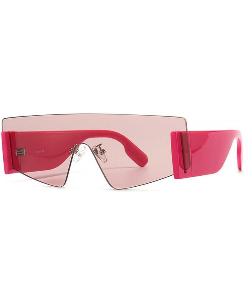 Rimless One-piece Sunglasses Men and Women Thick Legs Windproof Glasses Pink $11.09 Rimless