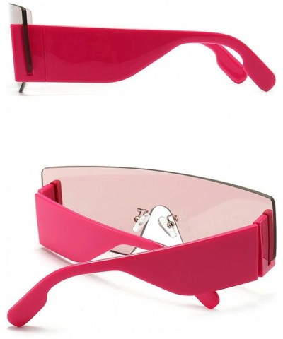 Rimless One-piece Sunglasses Men and Women Thick Legs Windproof Glasses Pink $11.09 Rimless