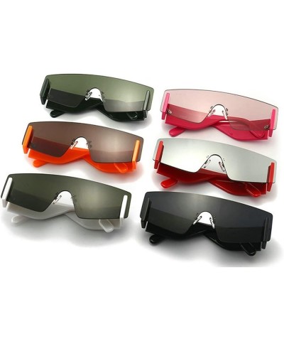 Rimless One-piece Sunglasses Men and Women Thick Legs Windproof Glasses Pink $11.09 Rimless