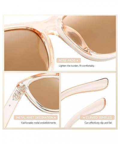 Concave Square Sunglasses Womens Mens Trendy Polarized Sunglasses Concave Outer and convex Inner Design UV400 58750 Champagne...