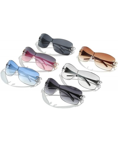 Wrap Around Sunglasses for Women Oversized Shades Y2k Sunglasses Gradient Lens Womens Eyewear Black $10.91 Round