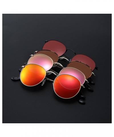 Small Round Metal Polarized Sunglasses for Women Retro Designer Style D10丨gold Frame/Purple Pink Mirrored Lens $9.53 Rimless