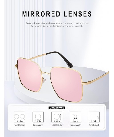 Square Sunglasses for Women and Men, Oversized Sun Glasses with 100% UV Protection 06 Gold/Pink $8.39 Oversized