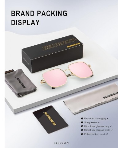 Square Sunglasses for Women and Men, Oversized Sun Glasses with 100% UV Protection 06 Gold/Pink $8.39 Oversized