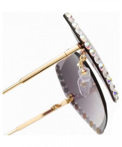 Fashion Oversized Rimless Rhinestone Sunglasses Women Luxury bling Design Sexy Diamond Square Sun Glasses For Female Yellow $...