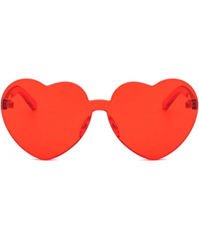 Women Retro Rimless Heart Sunglasses Tinted One Piece Lens Red $7.67 Heart