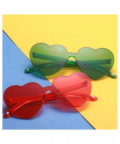 Women Retro Rimless Heart Sunglasses Tinted One Piece Lens Red $7.67 Heart