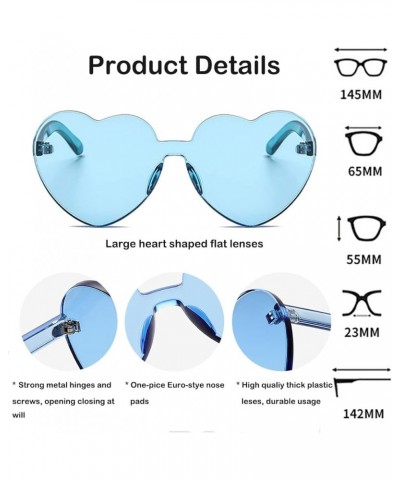 Women Retro Rimless Heart Sunglasses Tinted One Piece Lens Red $7.67 Heart