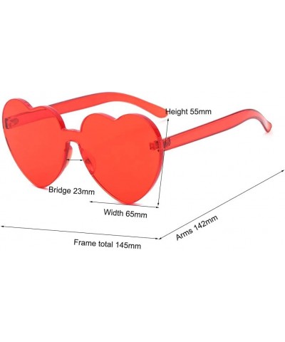 Women Retro Rimless Heart Sunglasses Tinted One Piece Lens Red $7.67 Heart