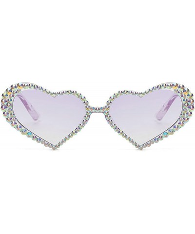 Heart Love Shaped Rhinestone Sunglasses Women Crystal Diamond Sun Glasses Female Fashion Pink Decoration Eyewear Purple $9.30...