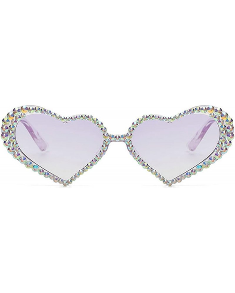 Heart Love Shaped Rhinestone Sunglasses Women Crystal Diamond Sun Glasses Female Fashion Pink Decoration Eyewear Purple $9.30...