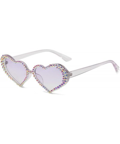 Heart Love Shaped Rhinestone Sunglasses Women Crystal Diamond Sun Glasses Female Fashion Pink Decoration Eyewear Purple $9.30...