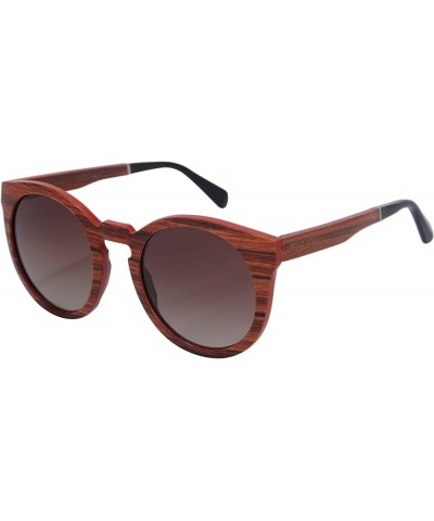 Retro Vintage Polarized Wood Sunglasses Wood Frame-SG73006 Redsandalwood, Gradient Brown gradient brown $20.40 Aviator