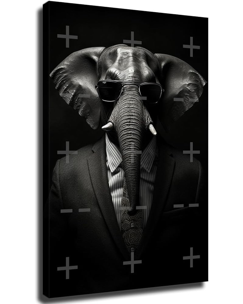 Elephant In Suit White Shirt and Tie In Sunglasses Poster Home Decor Canvas Painting HD Picture Bedroom Living Room Decor Wal...