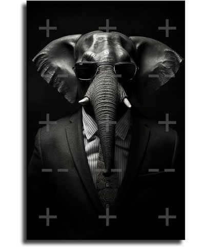 Elephant In Suit White Shirt and Tie In Sunglasses Poster Home Decor Canvas Painting HD Picture Bedroom Living Room Decor Wal...