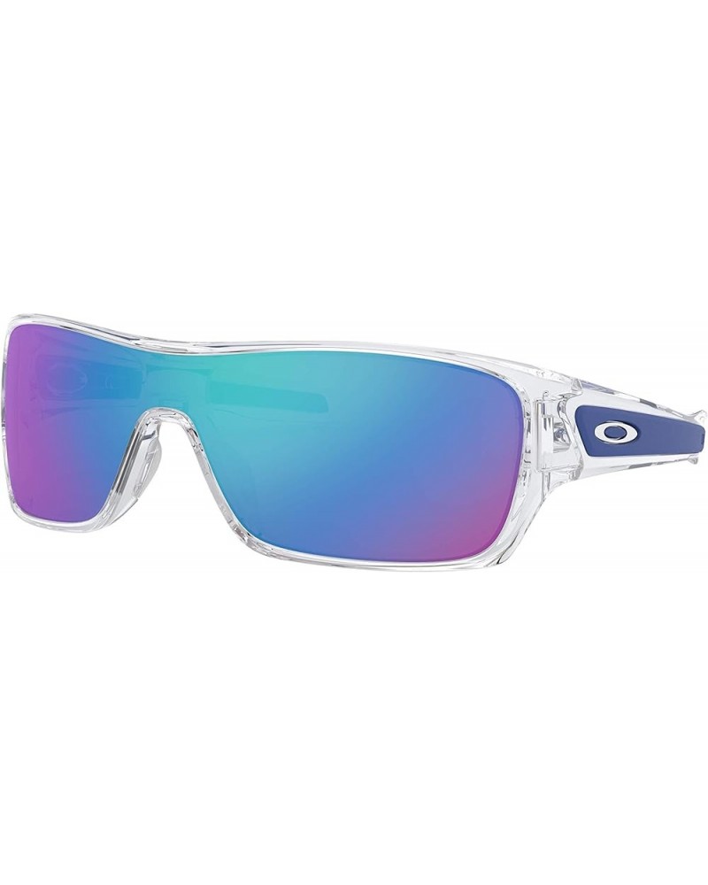 Men's Oo9307 Turbine Rotor Rectangular Sunglasses Polished Clear/Sapphire Iridium $66.44 Rectangular