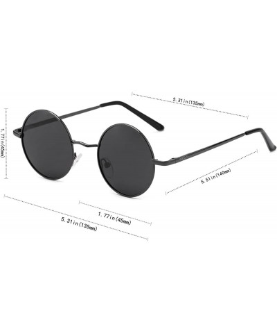 Vintage Small Round Polarized Hippie Sunglasses for Men Women Circle Sun Glasses NP1002 B01 Blackgrey + Silvergrey $9.44 Round