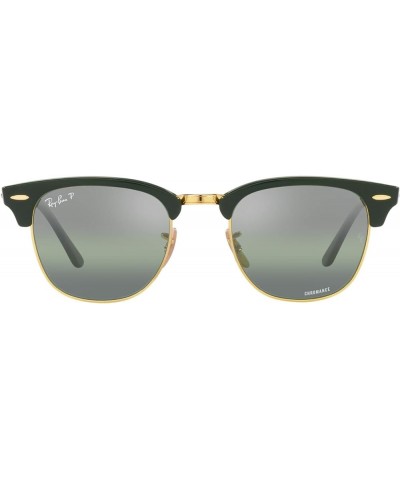 RB3016f Clubmaster Low Bridge Fit Square Sunglasses Green on Gold/Green Mirrored Polarized $68.54 Aviator