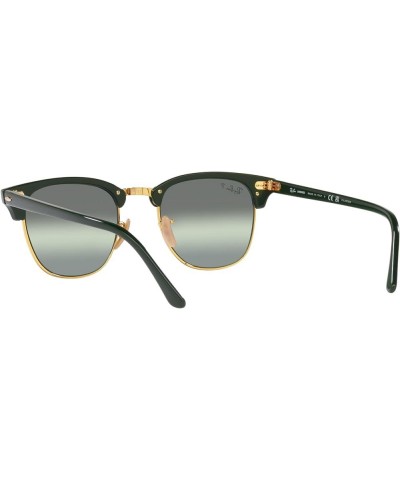 RB3016f Clubmaster Low Bridge Fit Square Sunglasses Green on Gold/Green Mirrored Polarized $68.54 Aviator