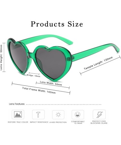 Retro Heart Sunglasses - Vintage Women Love Shaped Polarized Sunglasses Sun Glasses for Party Wedding Traveling Green Black $...