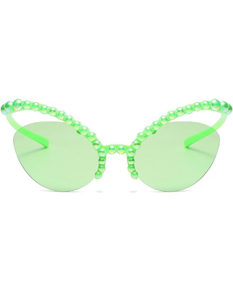 Shiny Diamonds Cat Eye Sunglasses Women Luxury Pearl Punk Sun Glasses Female Shades Candy Color Rhinestone Eyewear Green $10....