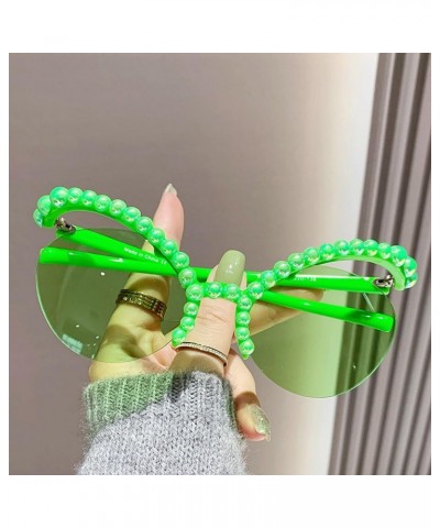 Shiny Diamonds Cat Eye Sunglasses Women Luxury Pearl Punk Sun Glasses Female Shades Candy Color Rhinestone Eyewear Green $10....