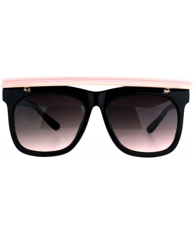 Unique Collapsible Sun Visor Horn Rim Hipster Plastic Sunglasses Black Pink Smoke Pink $9.69 Rectangular