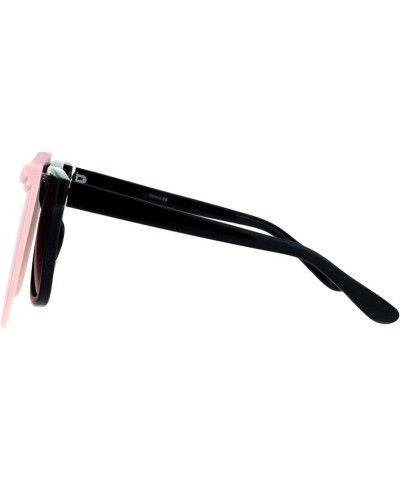 Unique Collapsible Sun Visor Horn Rim Hipster Plastic Sunglasses Black Pink Smoke Pink $9.69 Rectangular