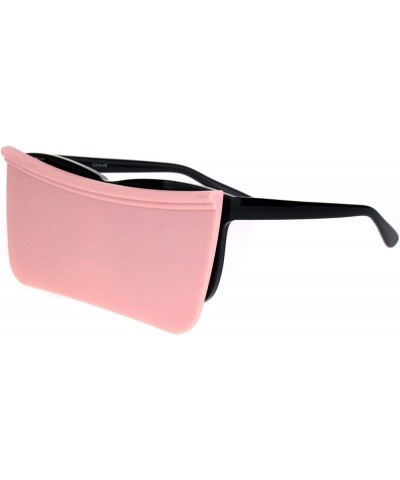 Unique Collapsible Sun Visor Horn Rim Hipster Plastic Sunglasses Black Pink Smoke Pink $9.69 Rectangular