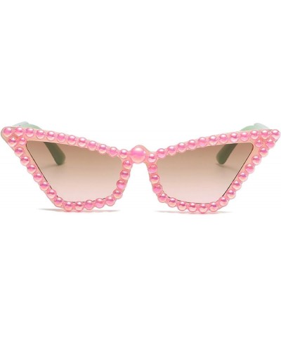 Trendy Cat Eye Rhinestone Sunglasses for Women 90s Styles Bling Pearl Sun Glasses Oversized Disco Party Accessory Pink $9.85 ...