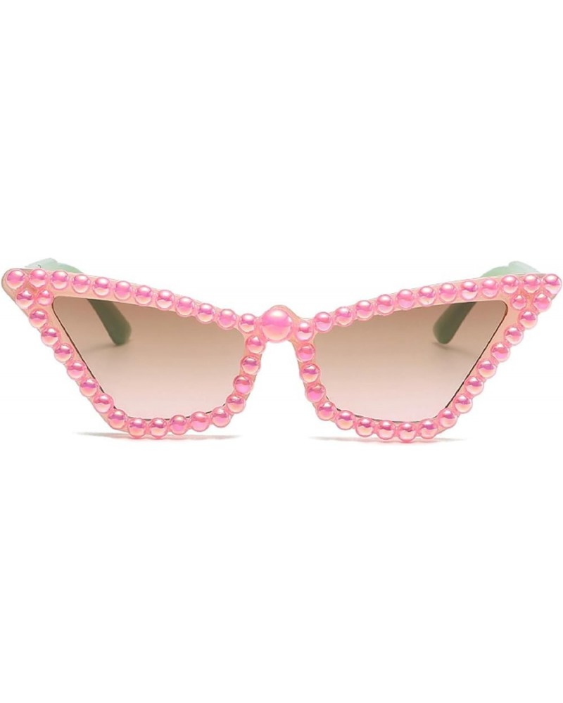 Trendy Cat Eye Rhinestone Sunglasses for Women 90s Styles Bling Pearl Sun Glasses Oversized Disco Party Accessory Pink $9.85 ...