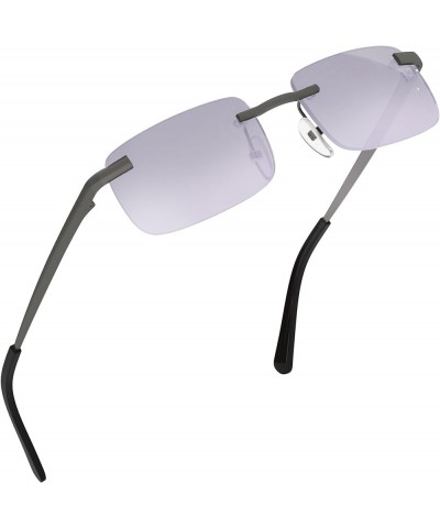 Small Slim 90's Popular Nineties Rectangular Sunglasses Clear Rimless Eyewear Gunmetal Frame - Smoke $13.67 Rectangular