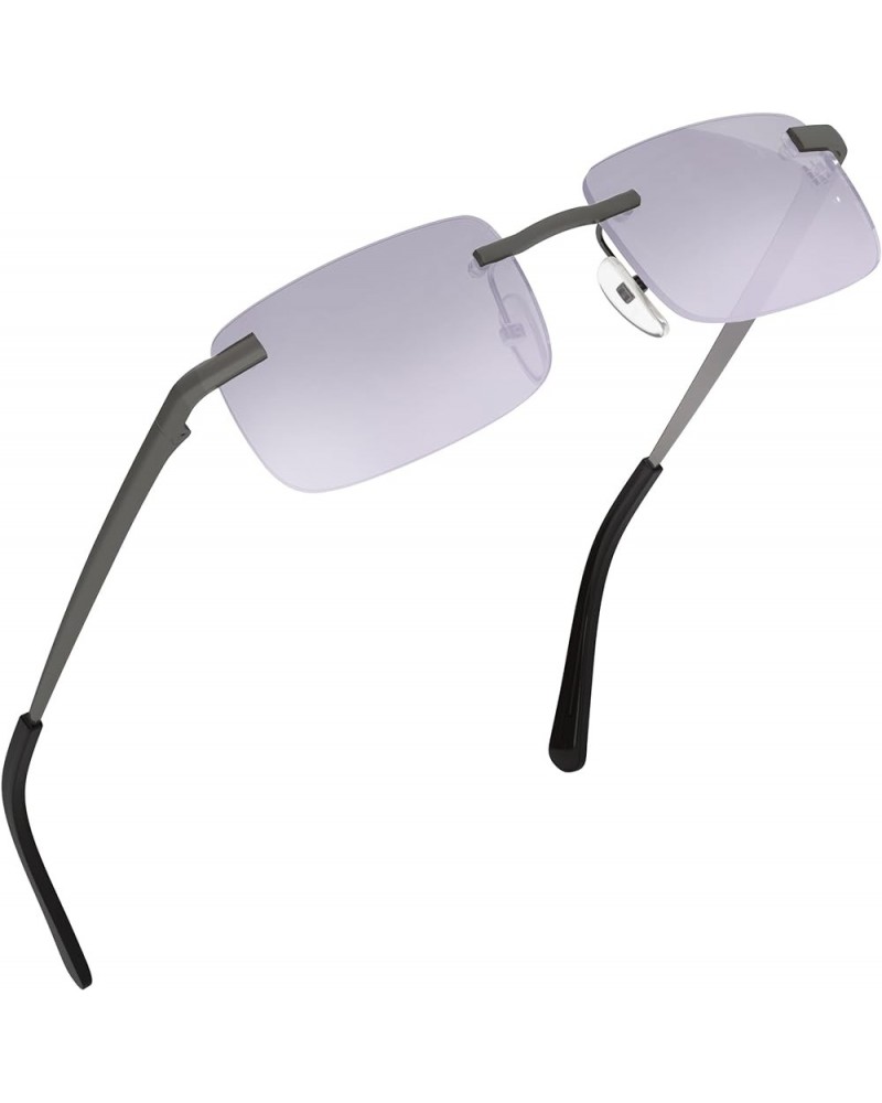 Small Slim 90's Popular Nineties Rectangular Sunglasses Clear Rimless Eyewear Gunmetal Frame - Smoke $13.67 Rectangular