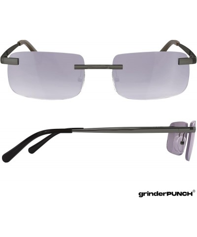 Small Slim 90's Popular Nineties Rectangular Sunglasses Clear Rimless Eyewear Gunmetal Frame - Smoke $13.67 Rectangular