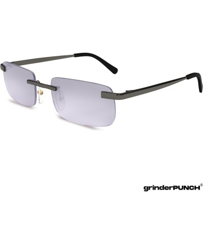 Small Slim 90's Popular Nineties Rectangular Sunglasses Clear Rimless Eyewear Gunmetal Frame - Smoke $13.67 Rectangular