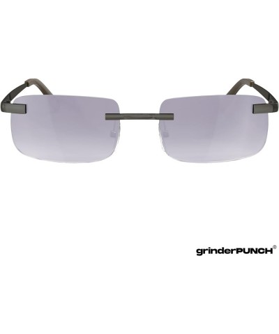 Small Slim 90's Popular Nineties Rectangular Sunglasses Clear Rimless Eyewear Gunmetal Frame - Smoke $13.67 Rectangular