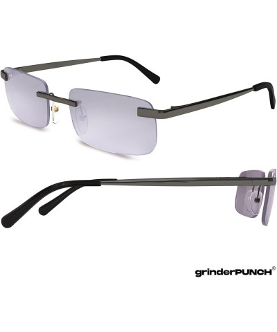 Small Slim 90's Popular Nineties Rectangular Sunglasses Clear Rimless Eyewear Gunmetal Frame - Smoke $13.67 Rectangular