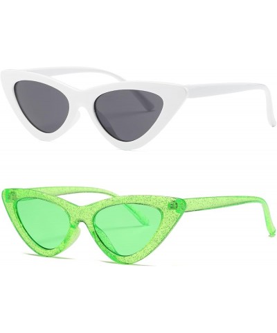 Cat Eye Sunglasses Women Clout Goggles Kurt Cobain Retro Sun Glasses K0566 White+green $7.94 Wayfarer