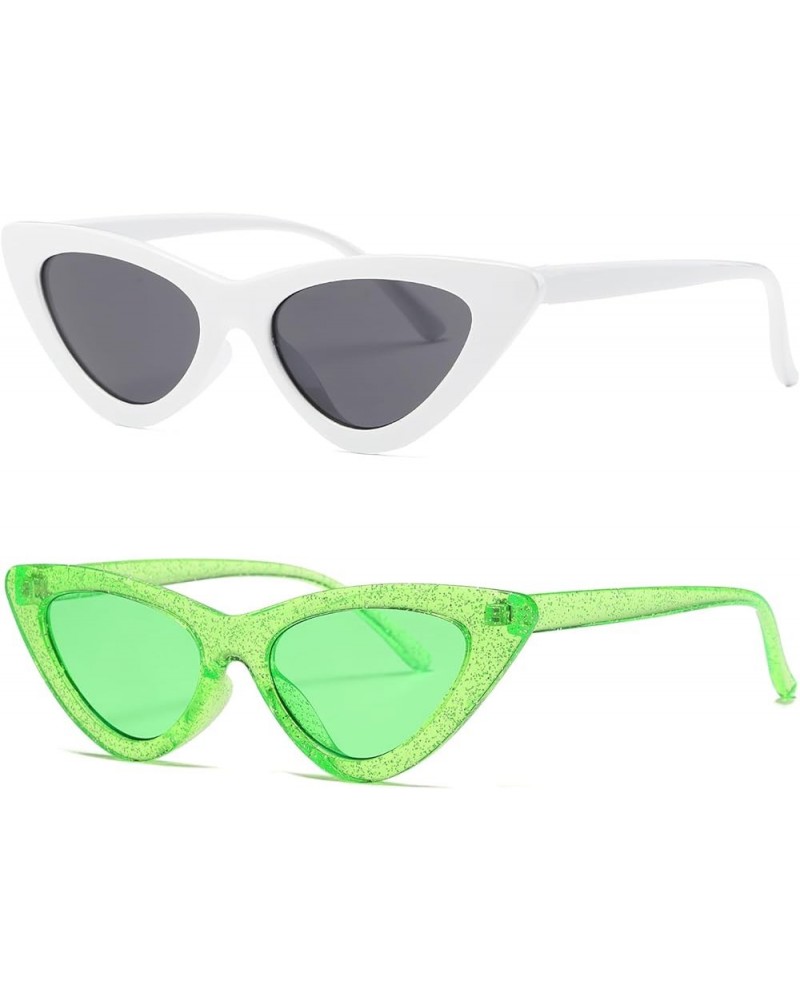 Cat Eye Sunglasses Women Clout Goggles Kurt Cobain Retro Sun Glasses K0566 White+green $7.94 Wayfarer