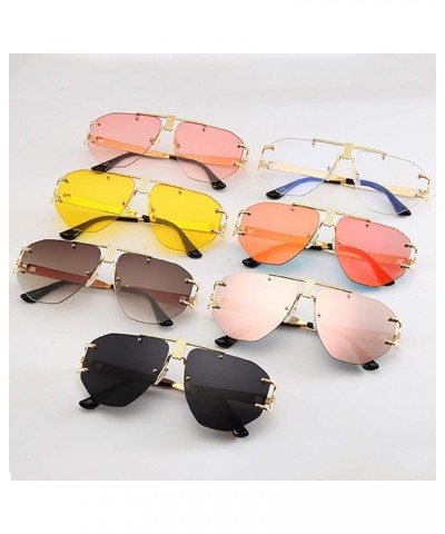 Classic Retro Steampunk Sunglasses for Men Women Frameless Irregular Sun Glasses Metal Frame Goggles Tea $11.14 Goggle