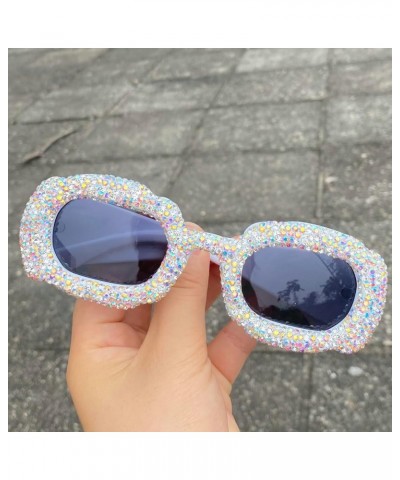 Square Shiny Diamond Sunglasses Women Full Crystal Rhinestone Sunglasses Men Punk Eyewear Female bling Party Eyeglasses 3pcs-...