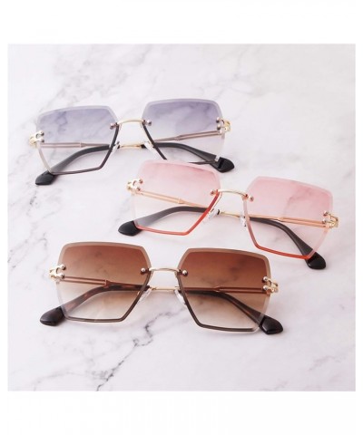 Oversized Sunglasses Rimless Glasses Colorful Lens Fashion Trendy Grey Gradient Lens $12.97 Rimless