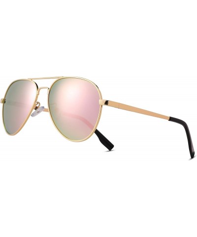 Polarized Aviator Sunglasses Mirrored Lens Metal Frame for Men Women, 100% UV 400 Protection A3 Pink Mirrored $10.79 Aviator