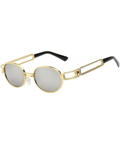 Women UV400 Gothic Flat Top Vintage Round Glasses Men Steampunk Sunglass Eeywear Silver $8.84 Round