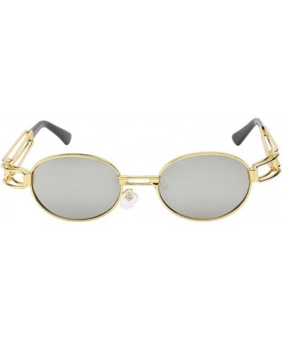 Women UV400 Gothic Flat Top Vintage Round Glasses Men Steampunk Sunglass Eeywear Silver $8.84 Round