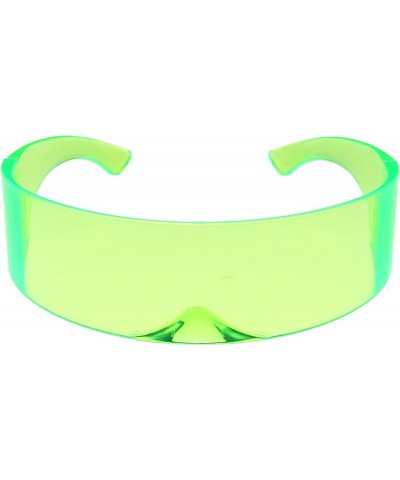 80s Futuristic Cyclops Cyberpunk Visor Sunglasses with Semi Translucent Mirrored Lens C12 | Green $9.89 Square