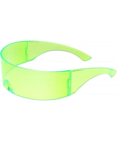 80s Futuristic Cyclops Cyberpunk Visor Sunglasses with Semi Translucent Mirrored Lens C12 | Green $9.89 Square