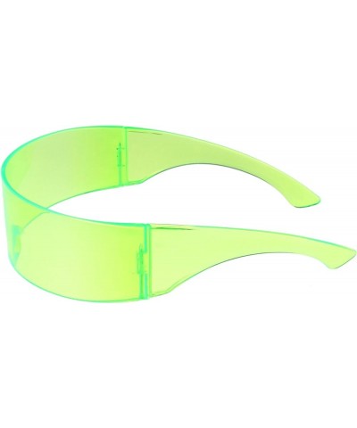 80s Futuristic Cyclops Cyberpunk Visor Sunglasses with Semi Translucent Mirrored Lens C12 | Green $9.89 Square