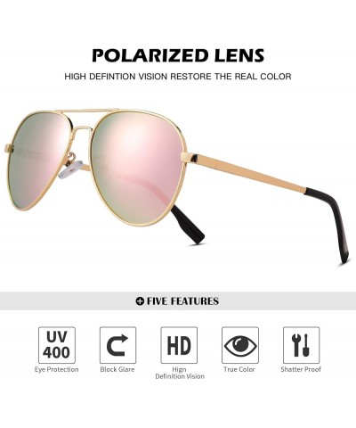 Polarized Aviator Sunglasses Mirrored Lens Metal Frame for Men Women, 100% UV 400 Protection A3 Pink Mirrored $10.79 Aviator